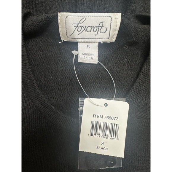 NWT Foxcroft Women's S Black Button Up Cardigan Sweater Cotton Cashmere - Picture 5 of 6